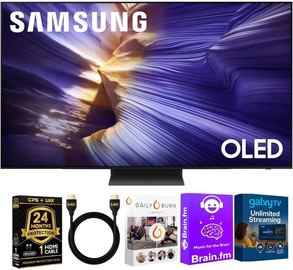 Samsung OLED S90F 4K Smart TV Bundle – Ultra Thin Design, HDR+, 144Hz Gaming, Alexa...