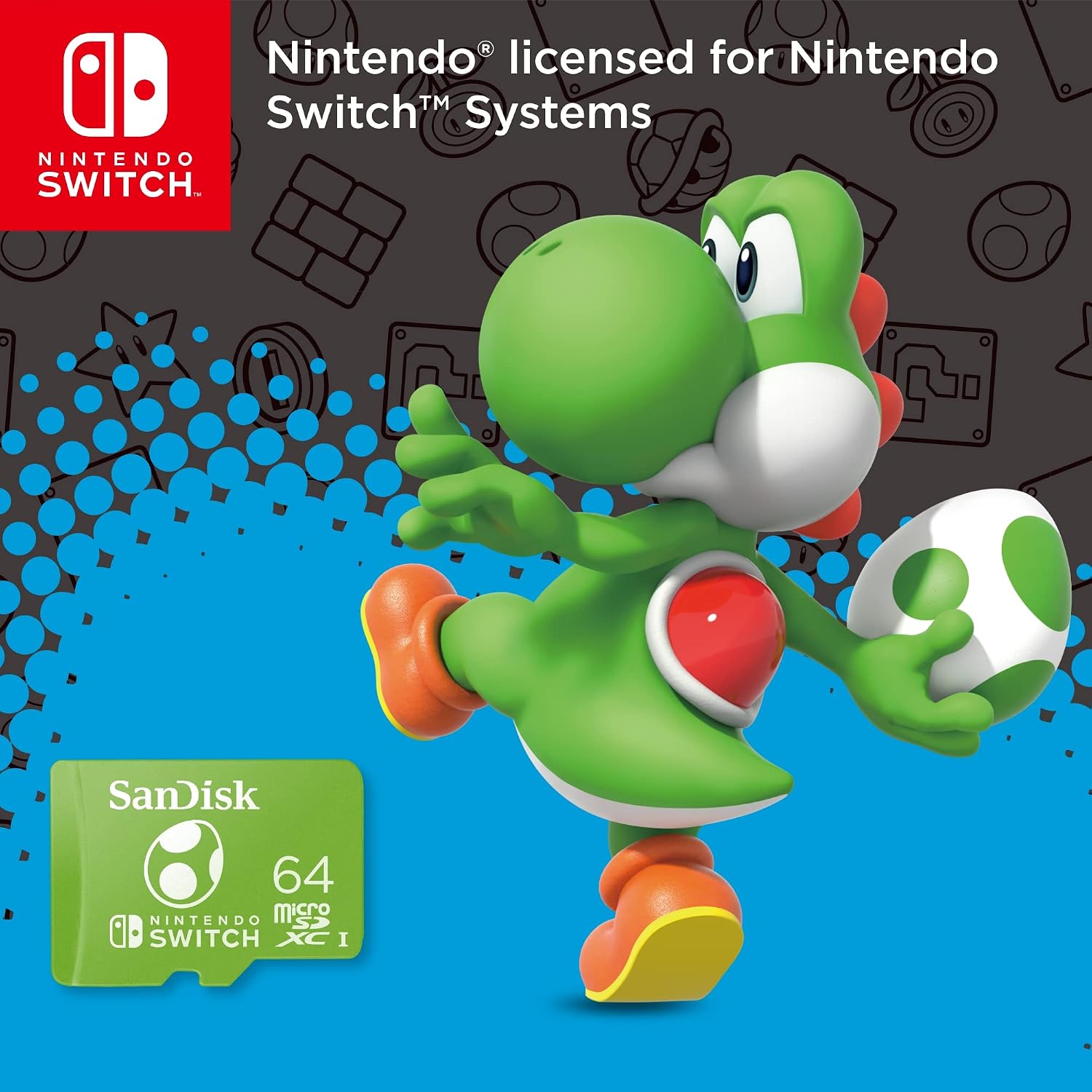 SanDisk 64GB microSDXC-Card Licensed for Nintendo-Switch, Yoshi Edition - SDSQXAO-064G-GN6ZN image