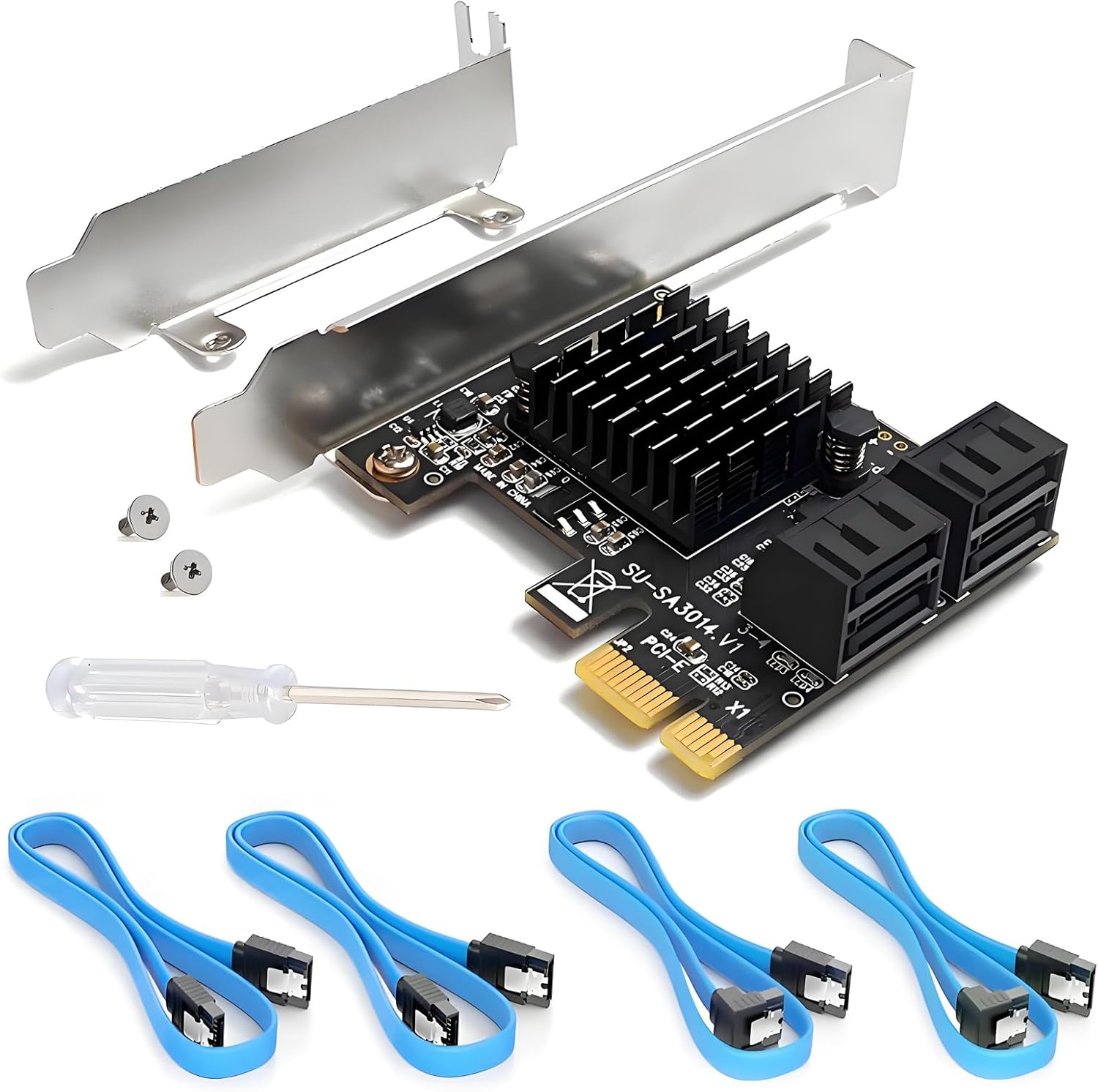 SATA Card, 6Gbps 4 Port Controller Expansion Card with 4 Cables & Low Profile Bracket...