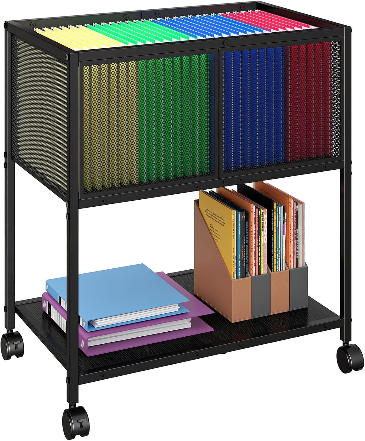 Sbanmao Rolling File Cart, Mobile File Cabinet with Wheels Hanging Files, Metal Hanging File...
