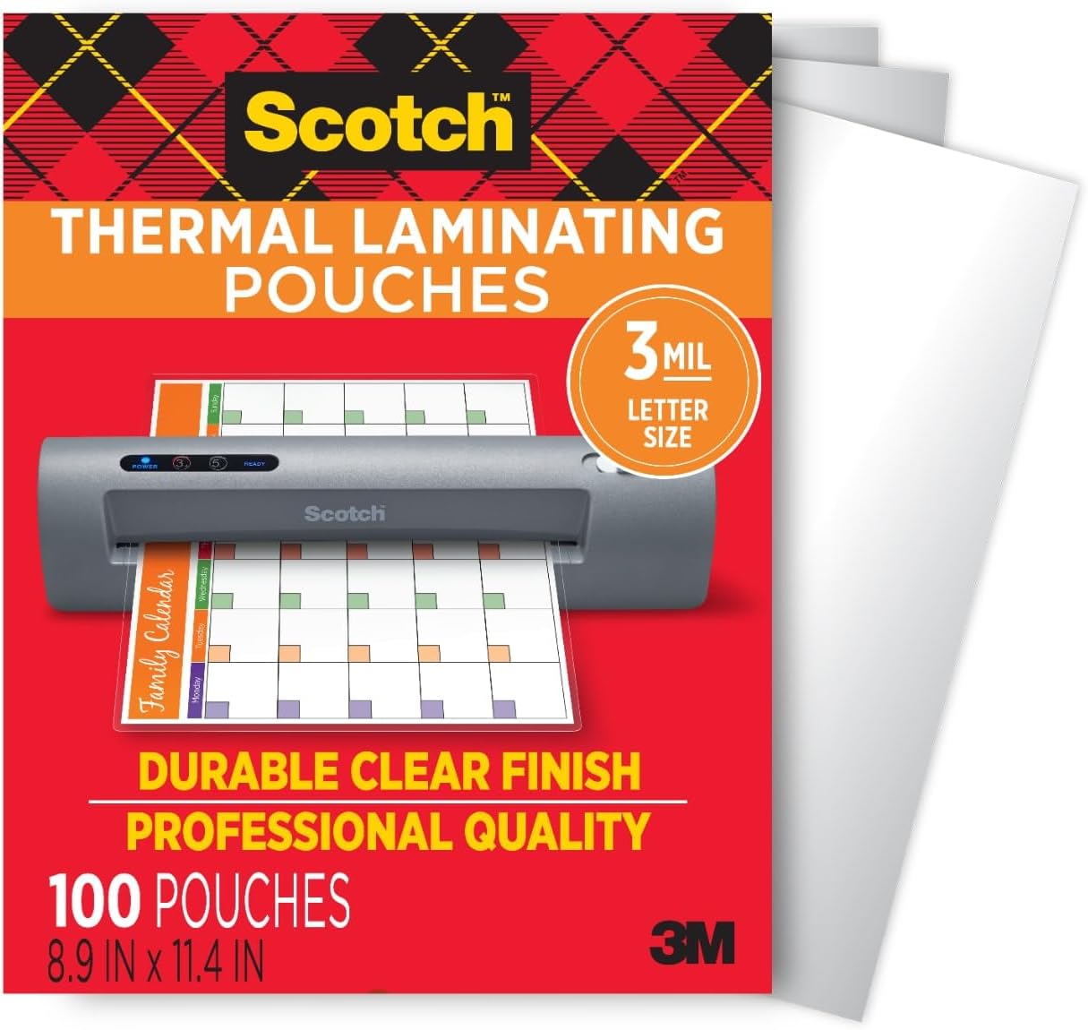 Scotch Thermal Laminating Pouches, for Use with Thermal Laminators, 8.9 x 11.4 Inches...