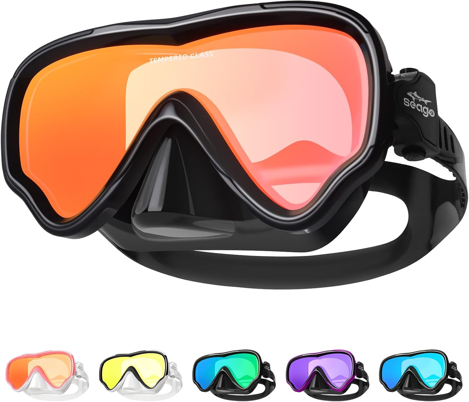 Seago Adult Swim Goggles Mask Mirrored Tempered Lens, Anti UV/Fog No Blurring Clear Wide...