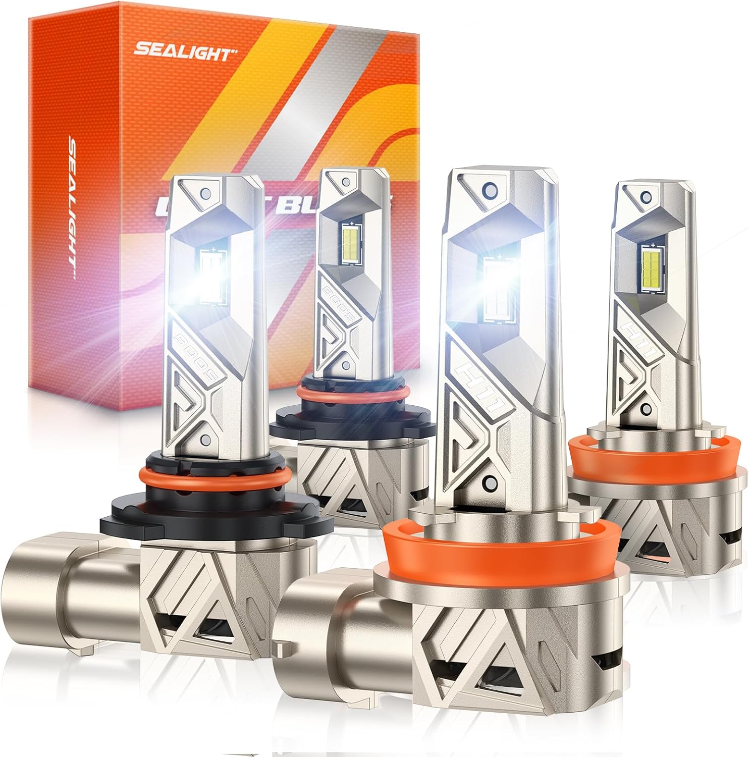 SEALIGHT 9005 H11 Lights Combo, 96,000LM Ultra-1000% Brighter S6-Pro with 2025 4th-Core LED...