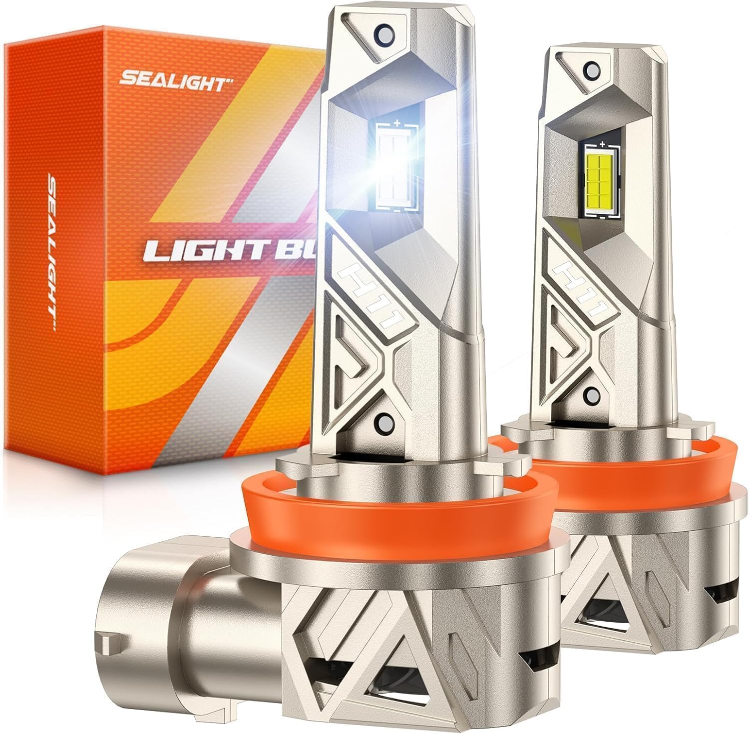 SEALIGHT H11/H8/H9 LED Bulbs, 96000LM 1000% Super Brighter, 6500K Cool White, Real 1:1 Size...