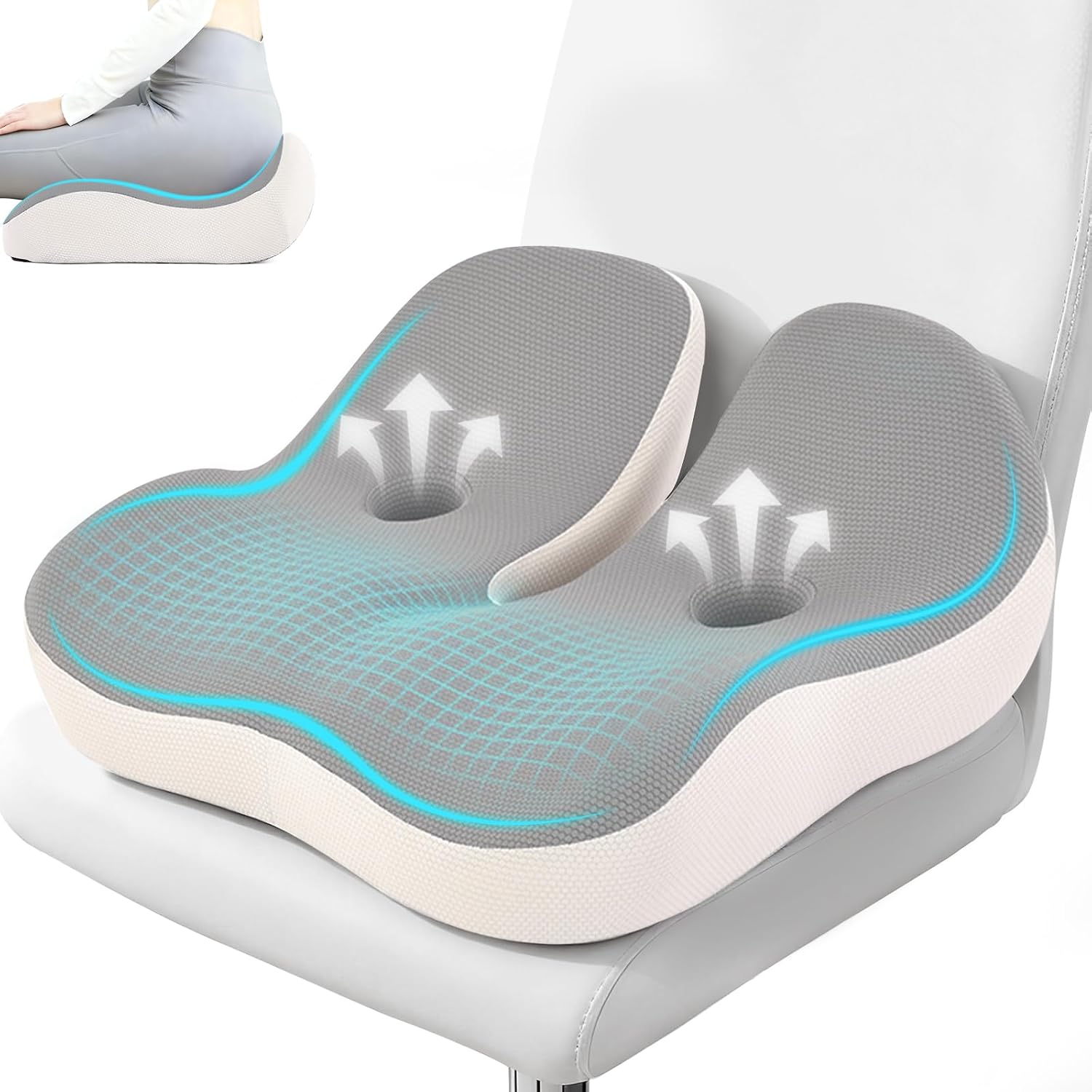 Seat Cushion,Office Chair Memory Cushion, Ergonomic Design, Relieve Sciatica and Long-Term...