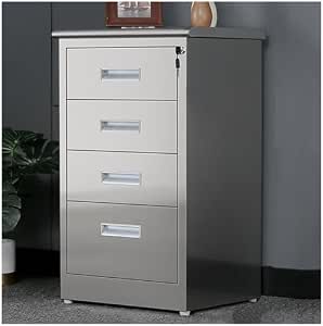 Secure Stainless Steel File Cabinet with Lock - Mobile Under Desk Storage for Home Office...
