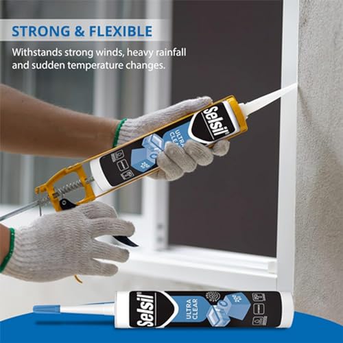 SELSIL Ultra Crystal Clear Mounting Adhesive & Sealant - Indoor & Outdoor Construction... image