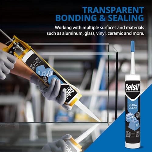 SELSIL Ultra Crystal Clear Mounting Adhesive & Sealant - Indoor & Outdoor Construction... image