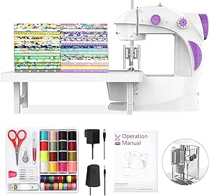 Sewing Machine for Beginners [Full Set] with Finger Guard and Fabric Bundles - Mini Sewing...