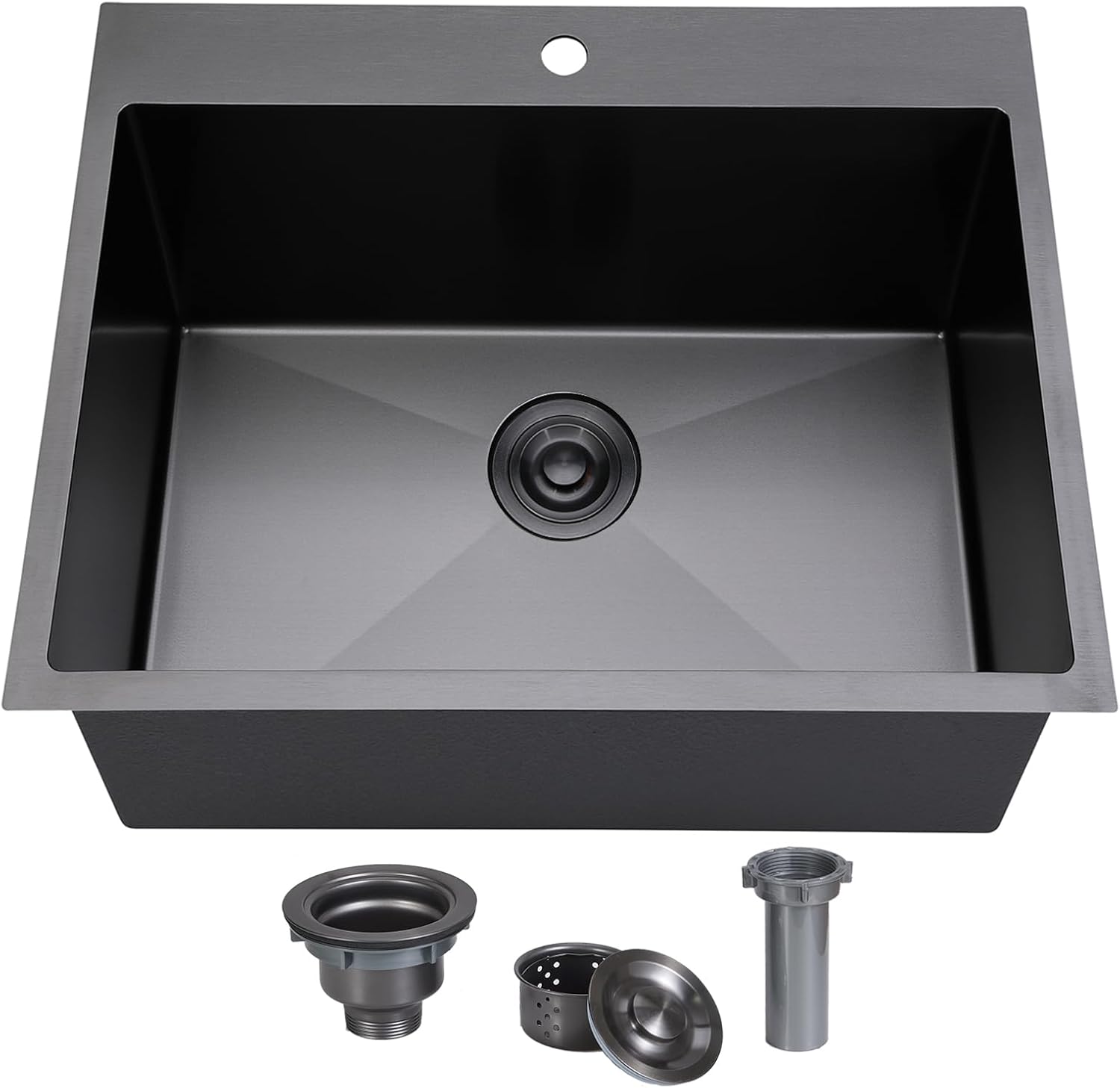 SHACO 18x18 Inch Drop In Black Bar Sink, 18 Inch Gunmetal Black Small Kitchen Sink...
