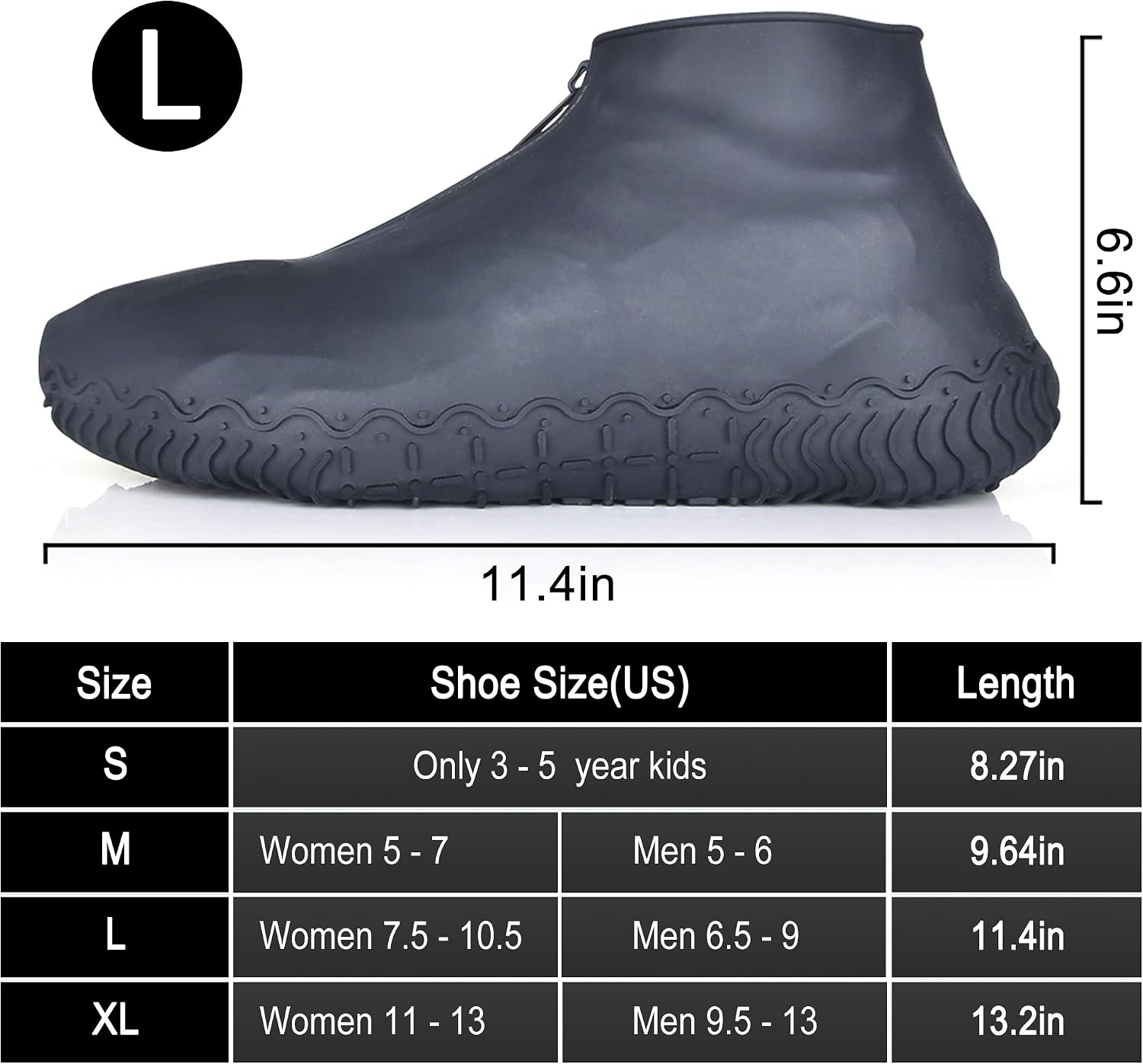 Shoe Covers Waterproof Reusable Foldable Not-Slip Rain Shoe Covers with Zipper,Shoe...