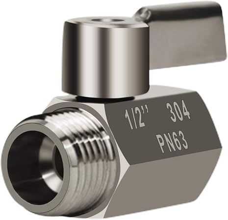 Showerhead Shut Off Valve with Stainless Handle, 304 Stainless Steel Mini Ball Valve(1/2"... image