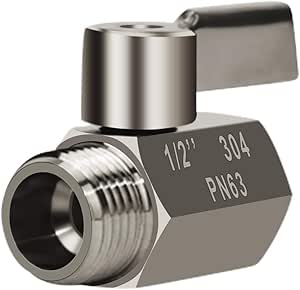 Showerhead Shut Off Valve with Stainless Handle, 304 Stainless Steel Mini Ball Valve(1/2"... image