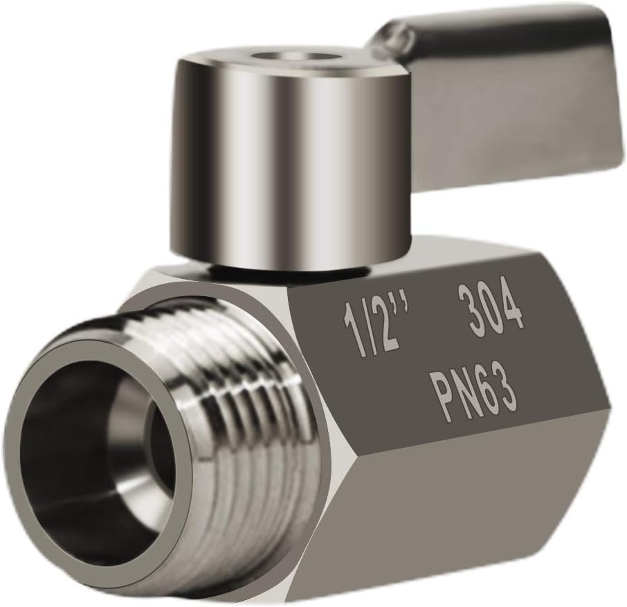 Showerhead Shut Off Valve with Stainless Handle, 304 Stainless Steel Mini Ball Valve(1/2"...