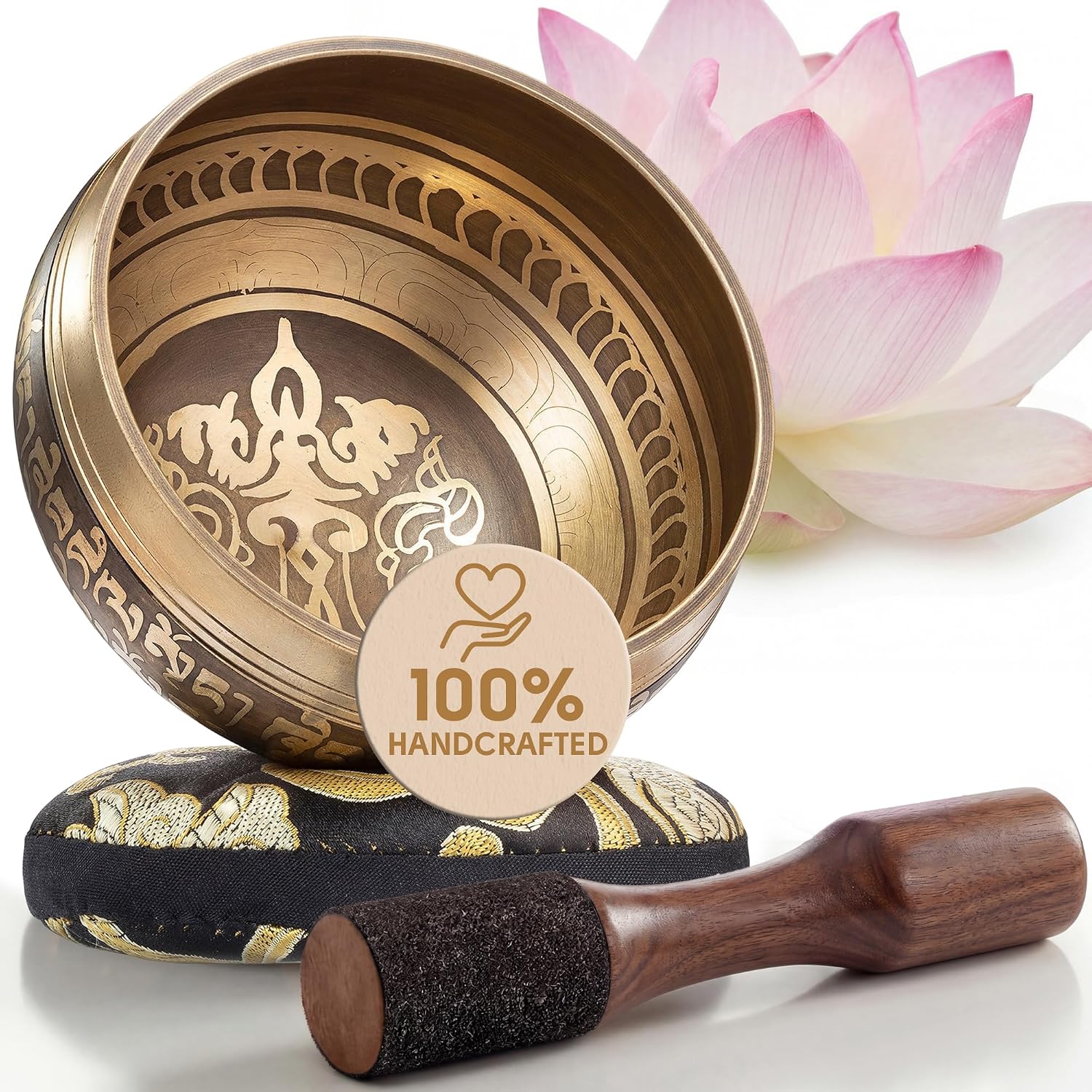 Silent Mind Tibetan Singing Bowl Set – Easy to Play & Beginner Friendly Meditation Bowl...