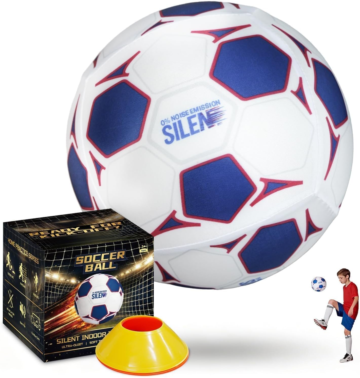 Silent Soccer Ball Size 5 - Fabric-Covered Soft Foam Soccer Ball for Indoor Training...