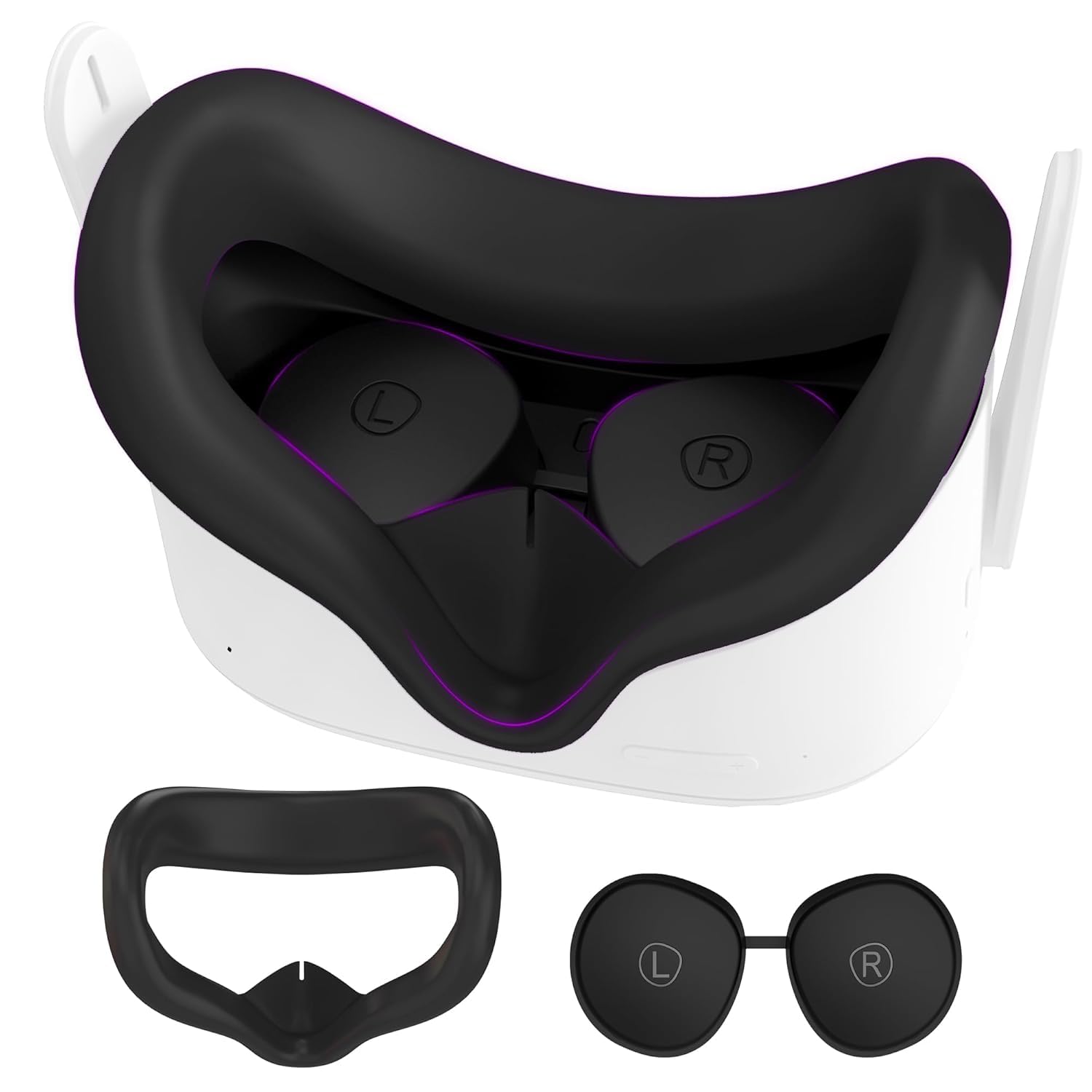 Silicone Face Pad for Meta Quest 2 Standard Facial Interface with Lens Cover Protectors...