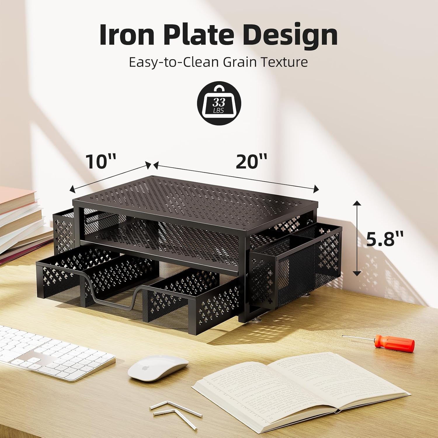 Simple Trending Desk Organizer and Accessories, 2 Tier Computer Metal Monitor Stand Riser... image
