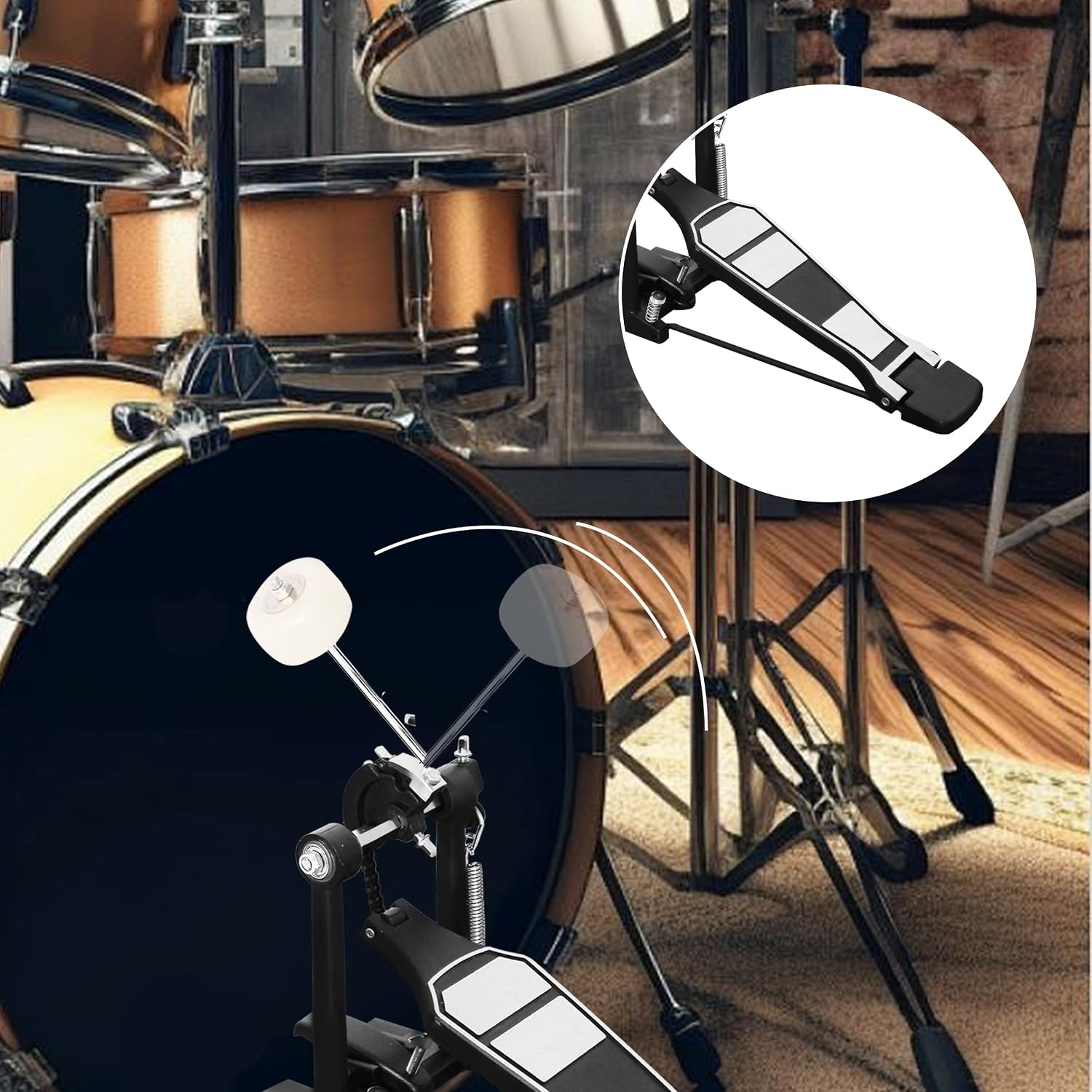Single Bass Drum Pedal, Kick Drum Pedal for Drum Set Instrument, Single-Chain Drum Foot...