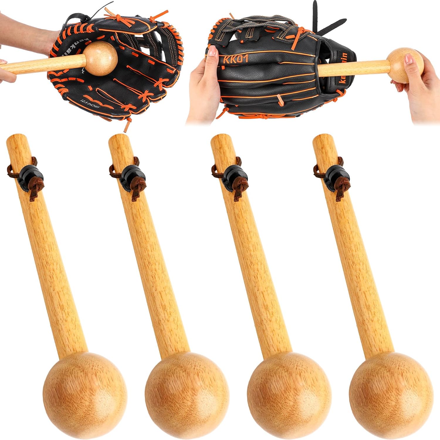 Sliner Set of 4 Baseball Hammer, Baseball Softball Glove Break in Mallet, Wood Mallets with...