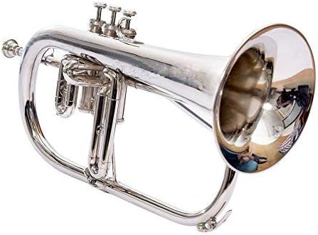 SM'Sai Musicals 3 Valve Flugel Horn With Mouthpiece And Hard Case For School Band Silver...