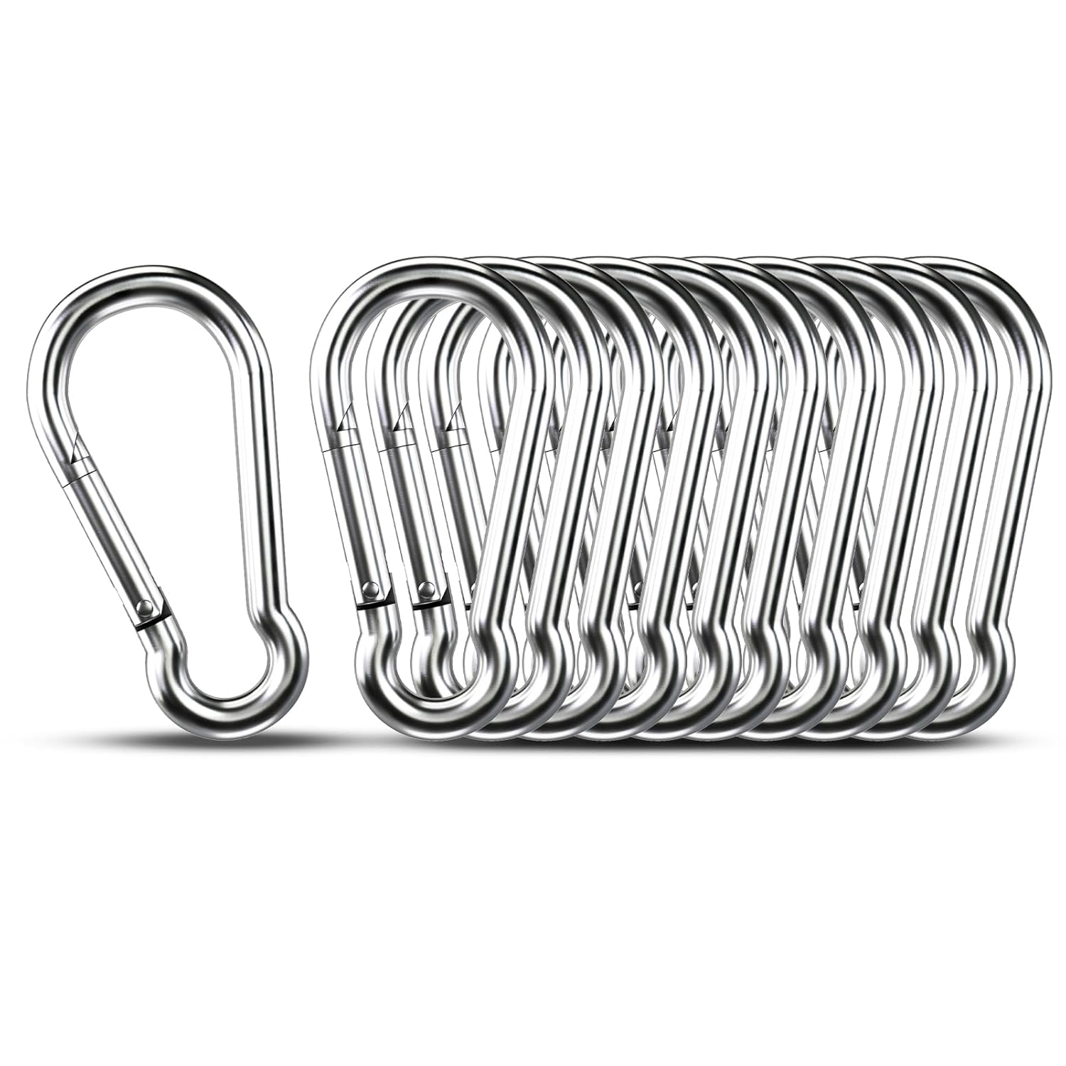 Small Carabiner Clip Hooks, 10pcs 1.57 inch Carabiners Heavy Duty, 304 Stainless Steel...