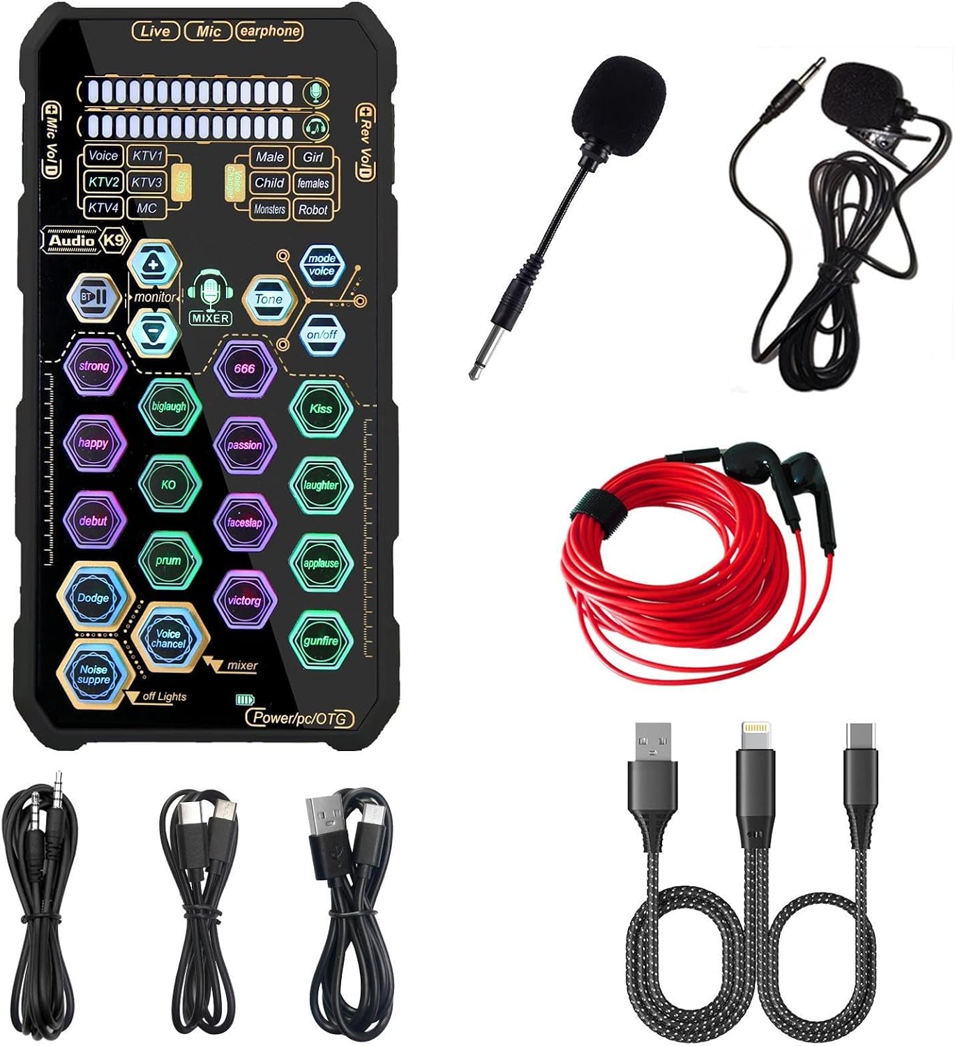 Small Handheld Sound Card Set for Podacsting, Broadcasting, Living, Singing, Recording...