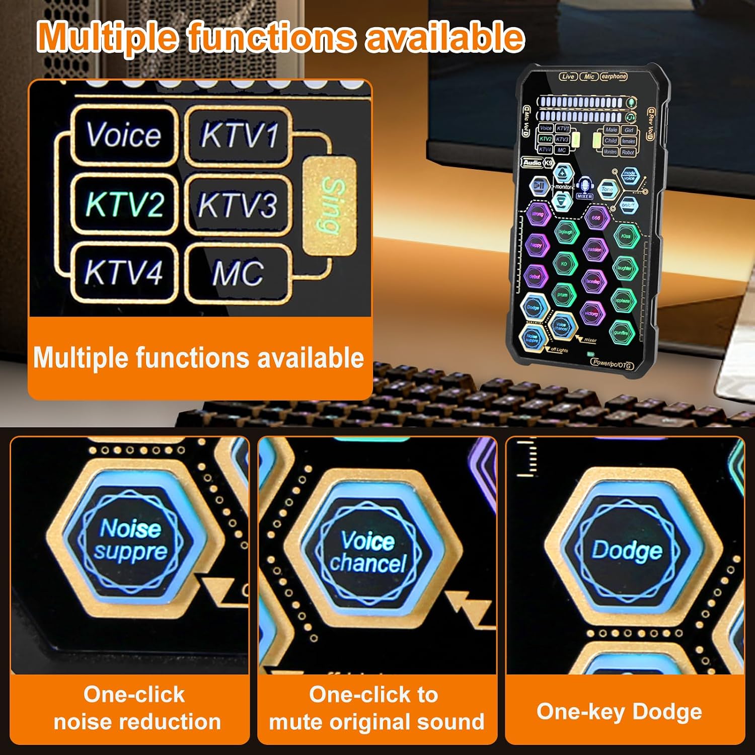 Small Handheld Sound Card Set for Podacsting, Broadcasting, Living, Singing, Recording... image