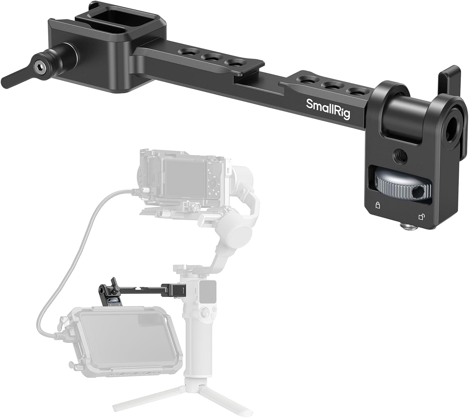 SmallRig Adjustable Camera Monitor Mount with Quick Release NATO Clamp, Cold Shoe Mount...