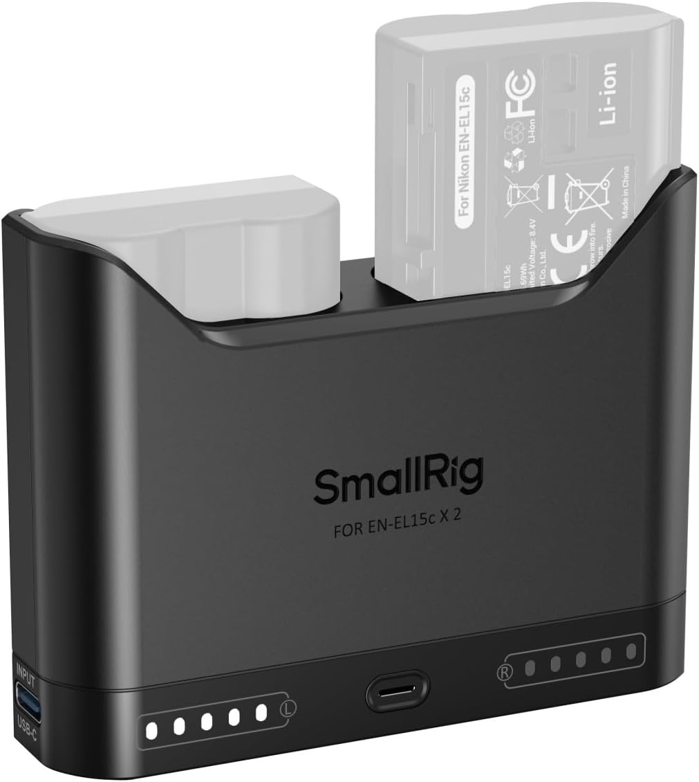 SMALLRIG EN-EL15c Battery Charger for Nikon, 2h Dual Slot Camera Charger, 22.5W USB-C Port...