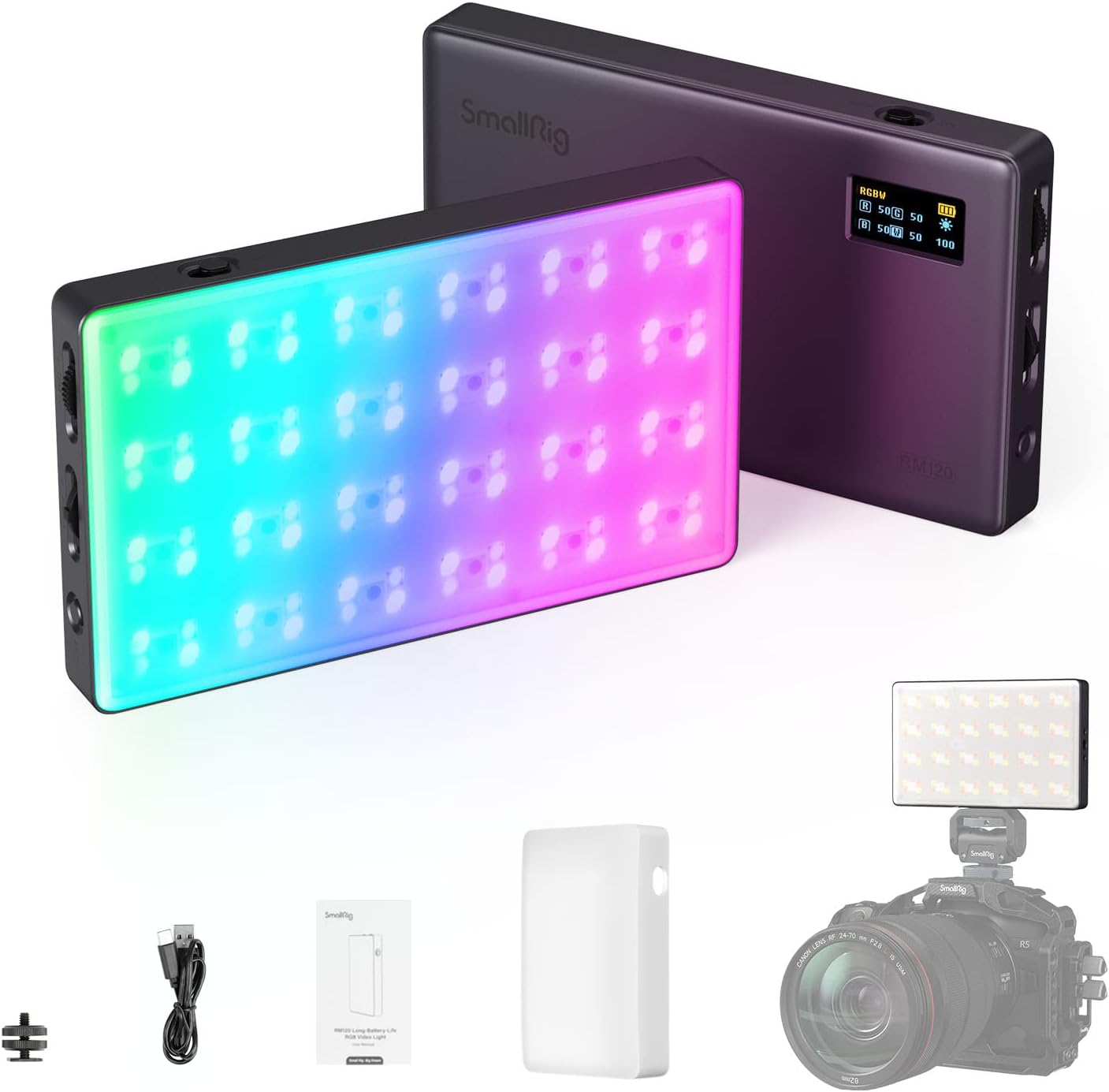 SmallRig RM120 RGB Video Light, 5000mAh 180 Minutes Portable Camera Light 7W Output Power...