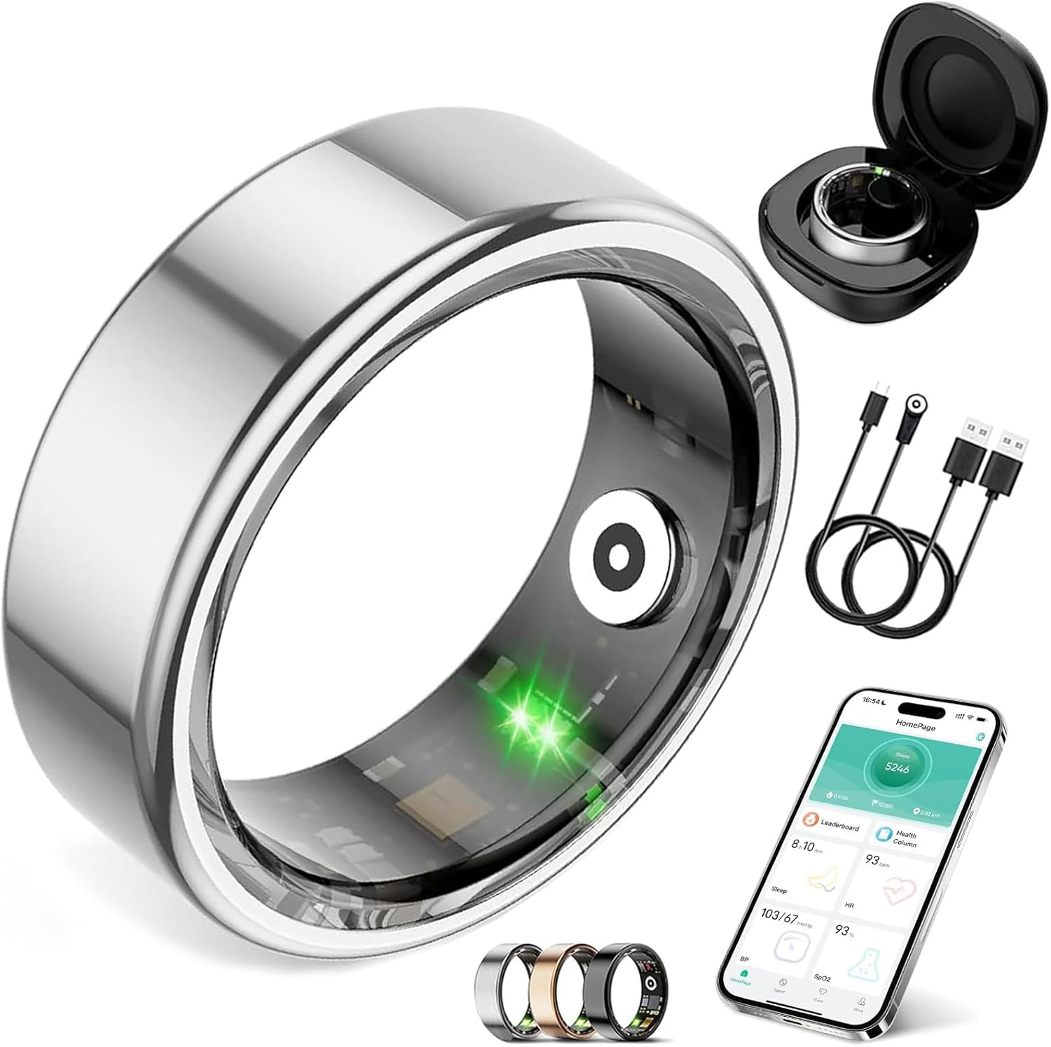 Smart Ring for Women Men,Fitness Tracker Ring with Heart Rate, Sleep Monitoring, Blood...