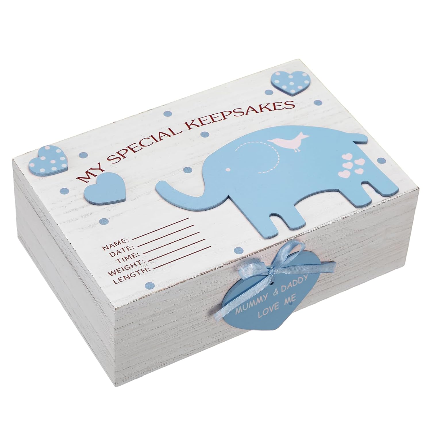 Soaoo 3D Wooden Baby Boys Memories Keepsake Box Baby Girls Elephant First Keepsake Box New...