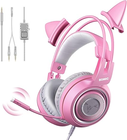 SOMIC G951s Pink Stereo Gaming Headset with Mic for PS4,Xbox,PC,Mobile Phone,3.5mm Noise...