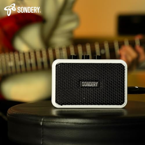 Sondery Mini Guitar Amp for Electric Guitars 5W Two Speakers Rechargeable Portable Pratice... image