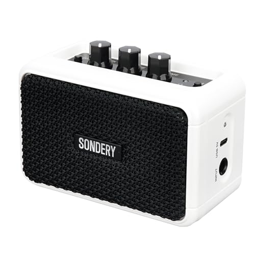 Sondery Mini Guitar Amp for Electric Guitars 5W Two Speakers Rechargeable Portable Pratice... image