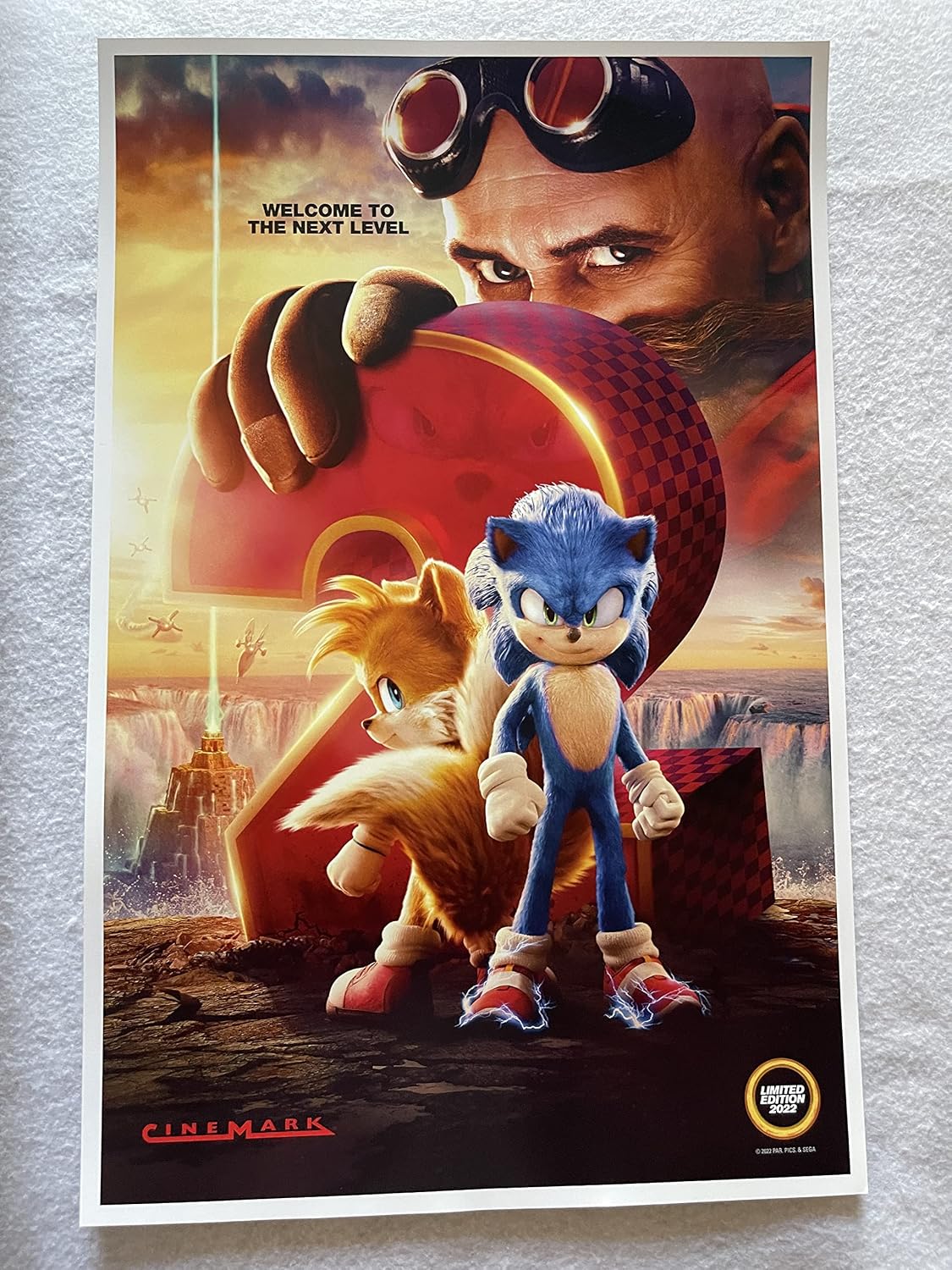 SONIC THE HEDGEHOG 2-11"X17" Original Promo Movie Poster Cinemark LE 2022