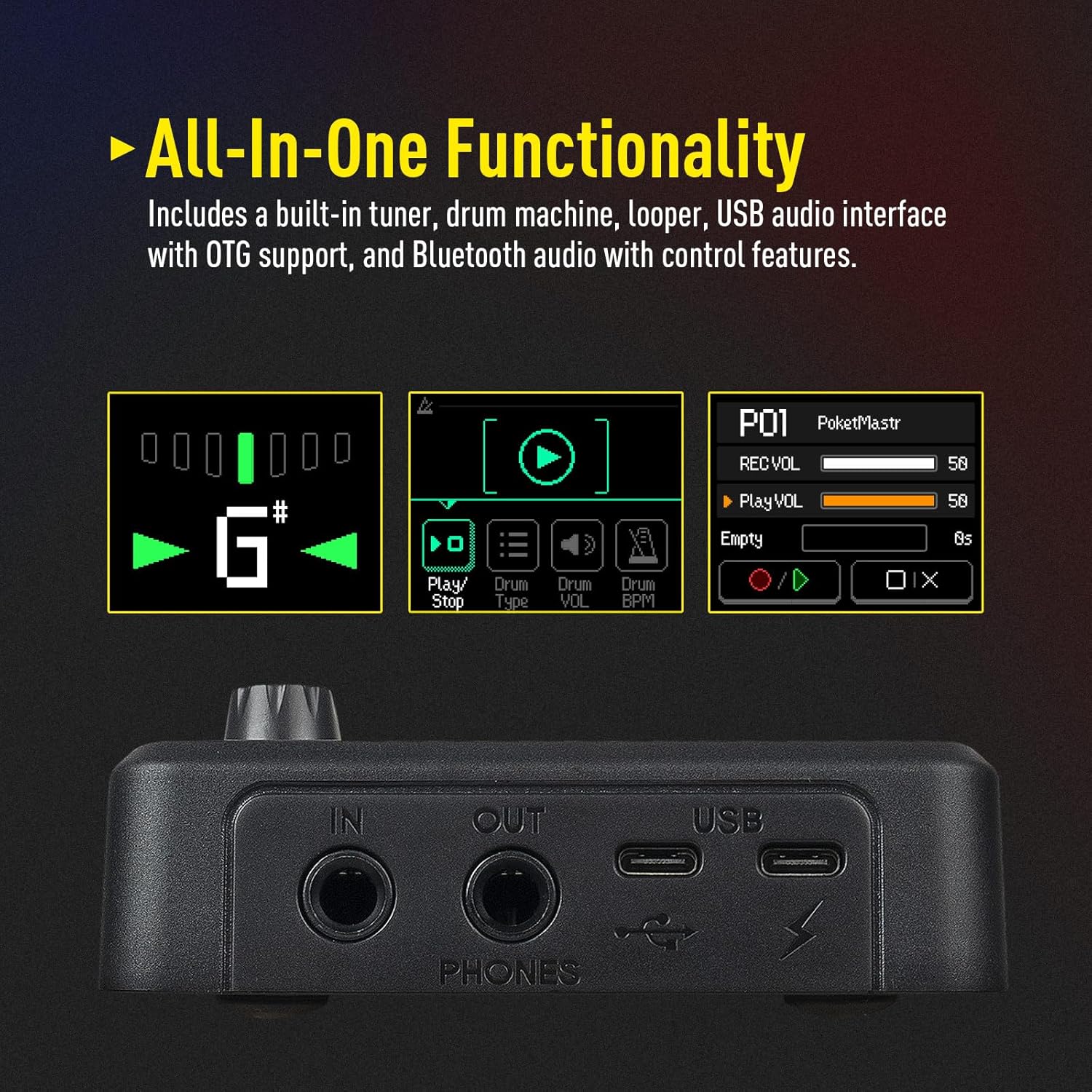 SONICAKE Pocket Master-Portable Multi Effects Pedal, 100+ Built-in Guitar/Bass/Acoustic... image