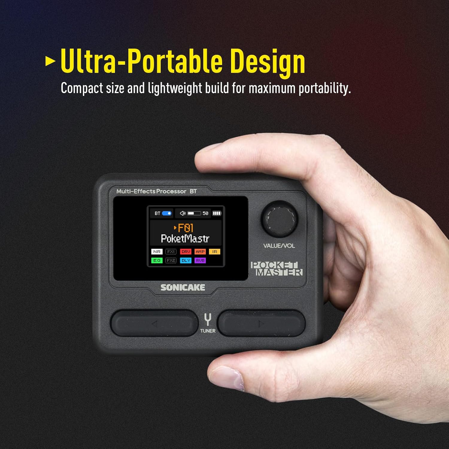 SONICAKE Pocket Master-Portable Multi Effects Pedal, 100+ Built-in Guitar/Bass/Acoustic... image