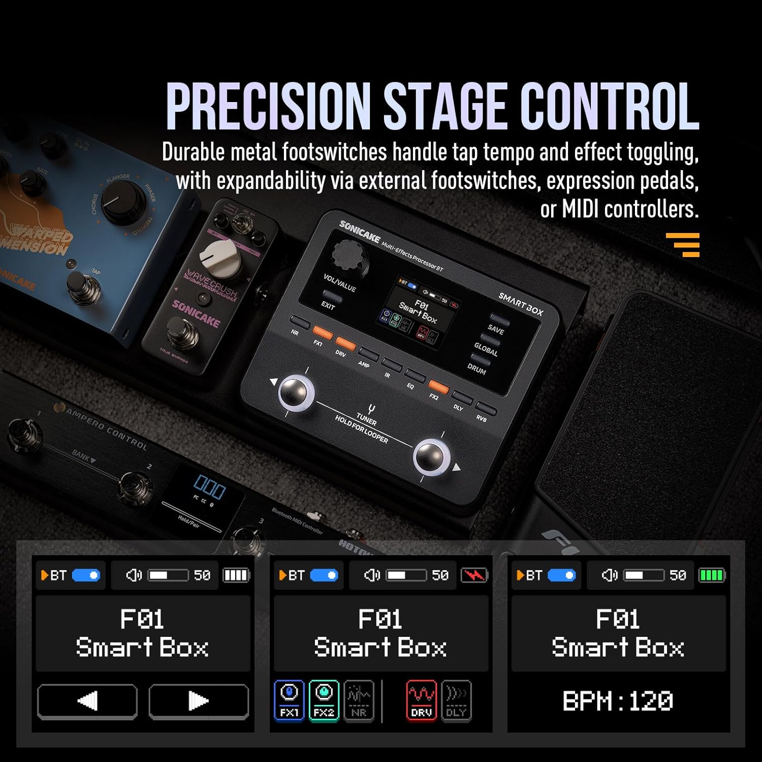 SONICAKE QME-20 Smart Box - Multi Effects Pedal for Guitar with 130+ Effects, NAM/IR... image