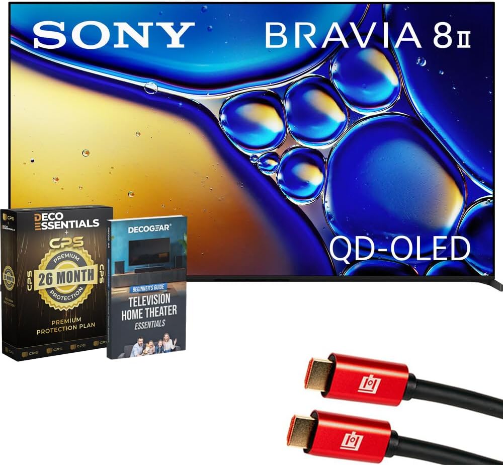 Sony BRAVIA 8 II 55 inch QD-OLED 4K HDR Google TV (2025) K55XR80M2 Bundle with CPS...