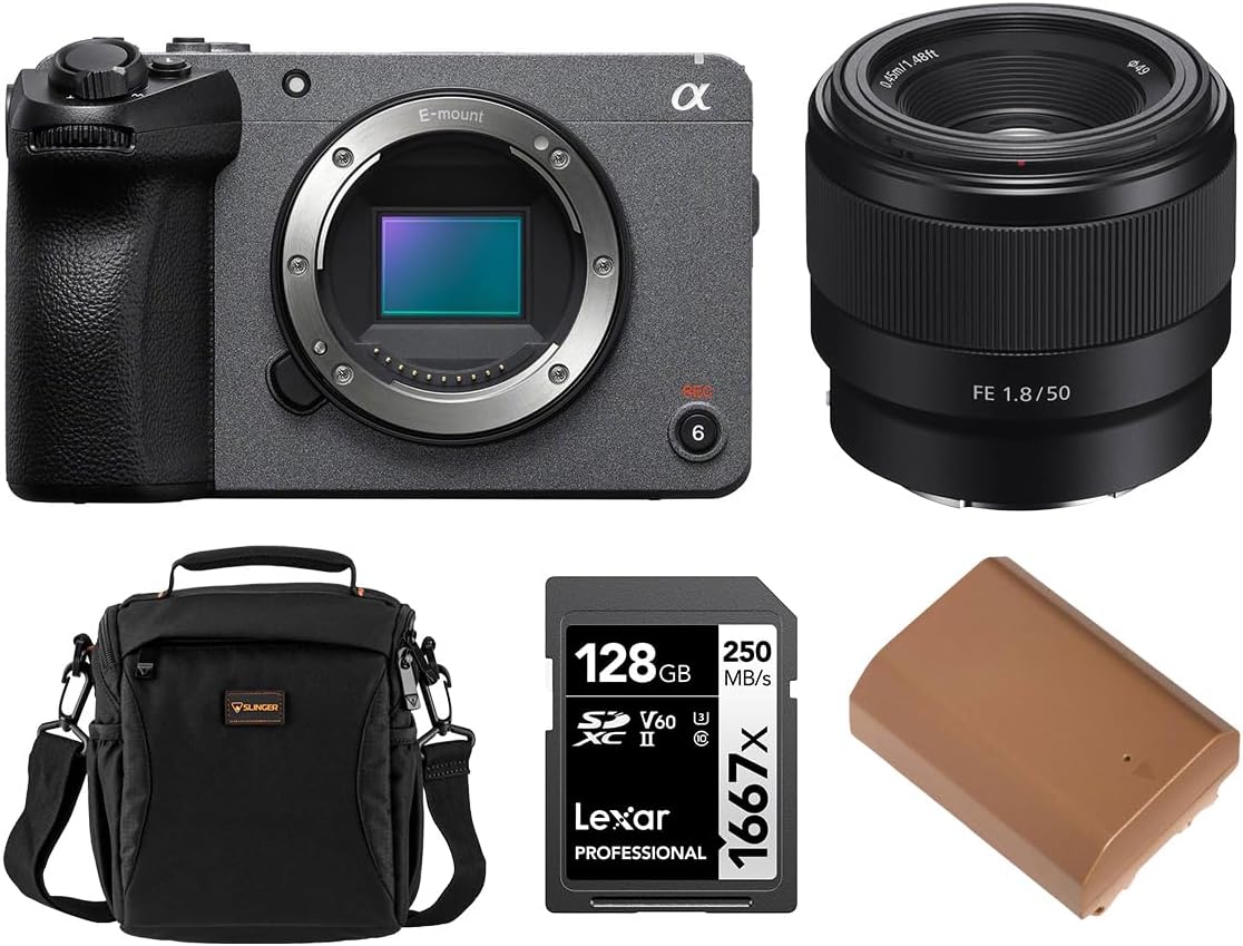 Sony FX30 Super 35 Cinema Line Camera with FE 50mm f/1.8 Lens for E, NP-FZ100 17.3Wh 7.2V...