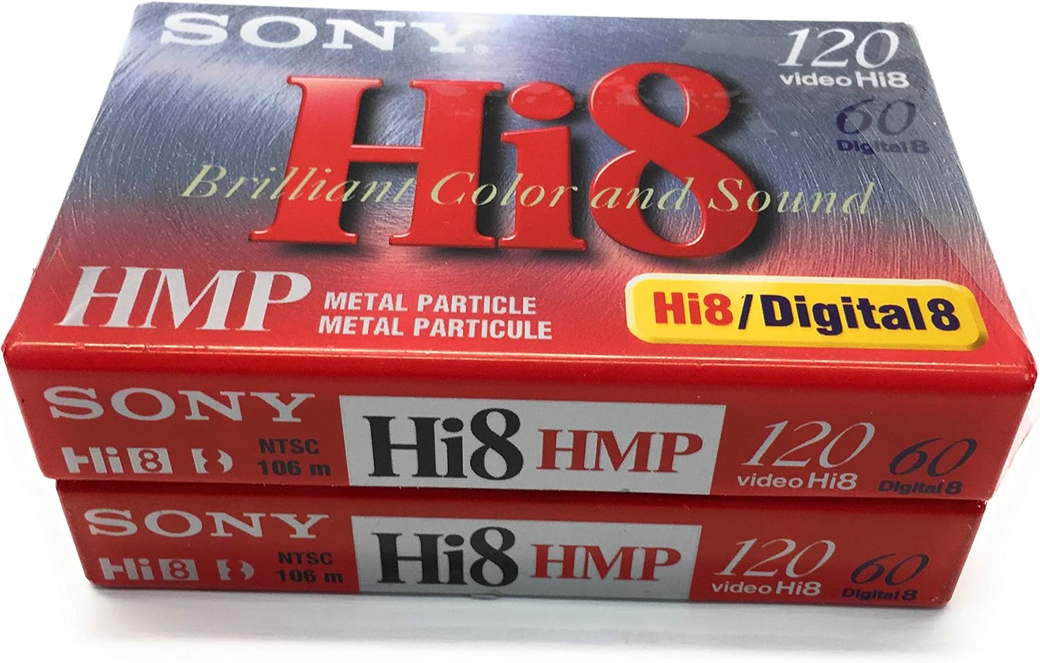 Sony Hi 8mm HMP Metal Particle Video Tape (120 Min.) Audio Cassette-Tape, 2-Pack