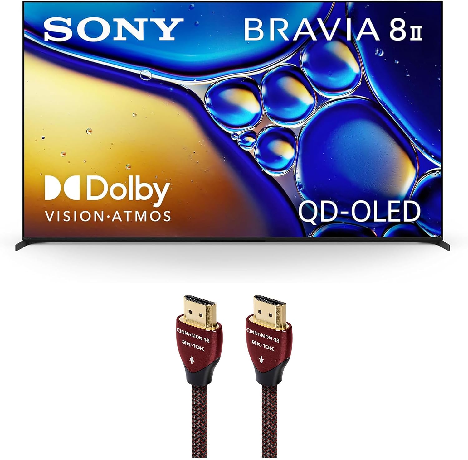 SONY K55XR80M2 55 Inch Bravia 8 QD-OLED 4K HDR Google TV with an AudioQuest Cinnamon 48...