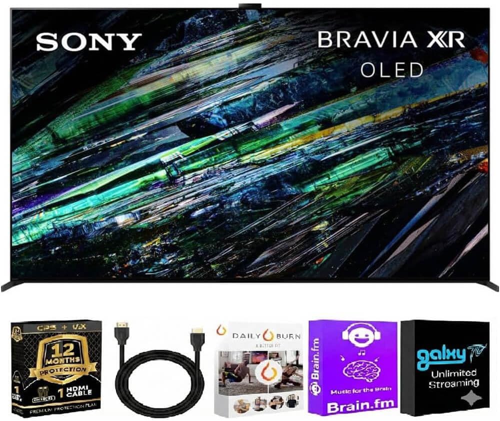 Sony XR77A95LKIT1 77 inch Class BRAVIA XR A95L 4K OLED HDR Google TV + HDMI Cable + 12-Month...