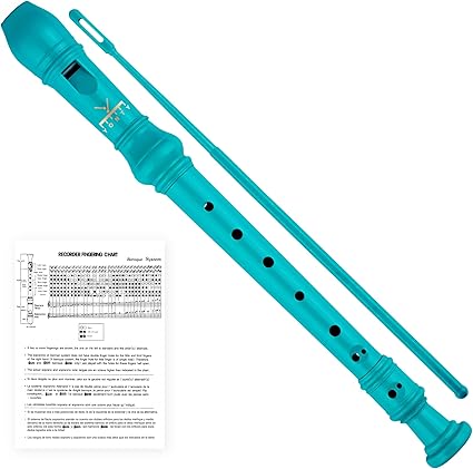 Soprano Recorder 8-Hole Instrument for Kids Beginners, Baroque Style C Key Kids Flute with...