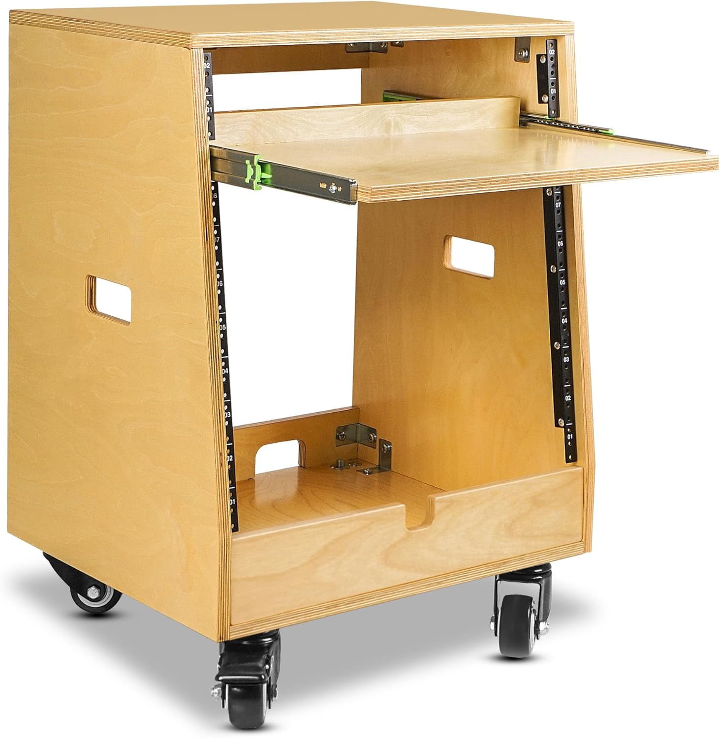 Sound Town DIY Slanted 10U Studio Rack (2U Top + 8U Lower), with 2U Bottom Storage...
