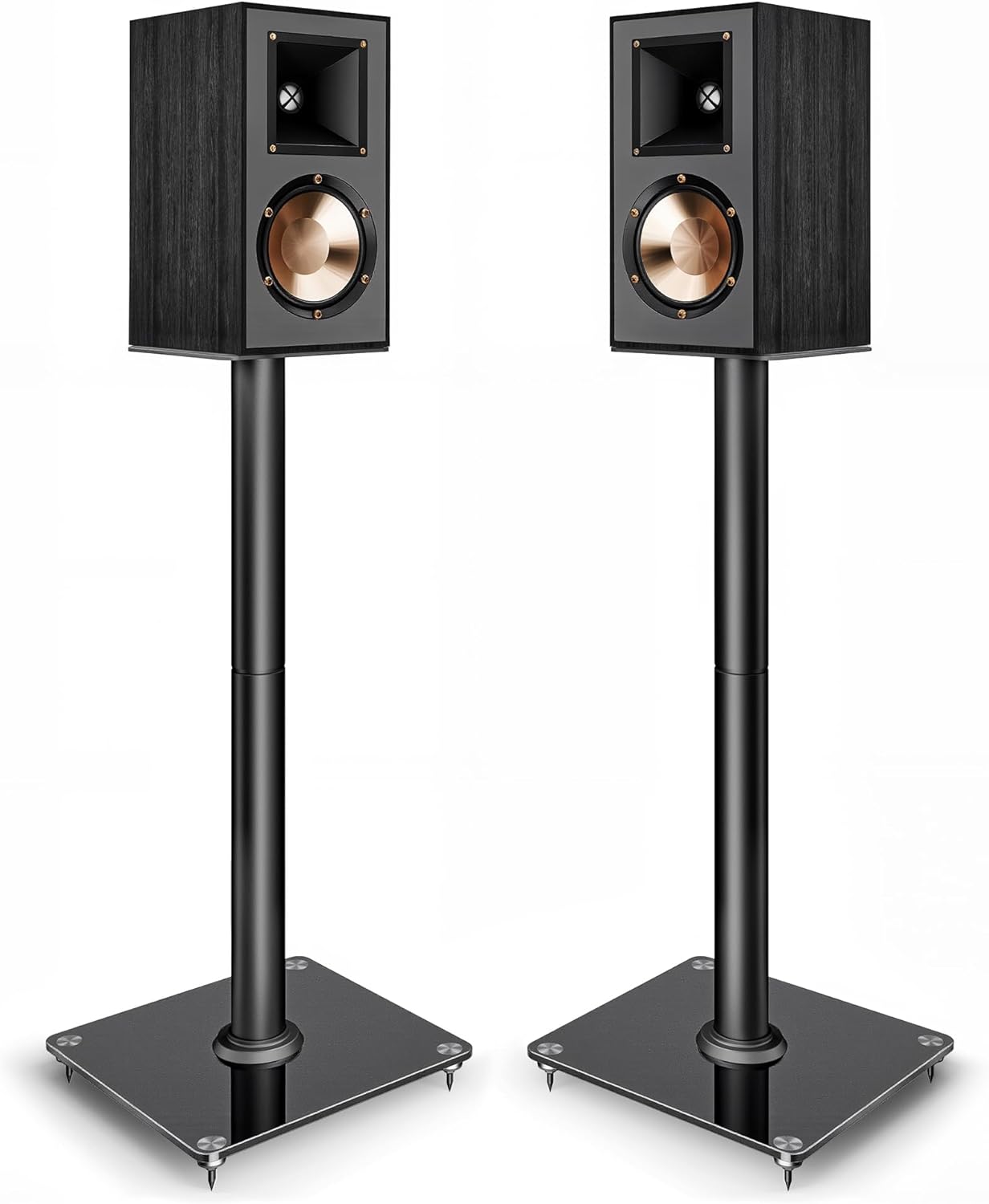 Speaker Stands Pair, 30" Fixed Height, 55lbs Weight Capacity, 11.8" Base, Cable Management...