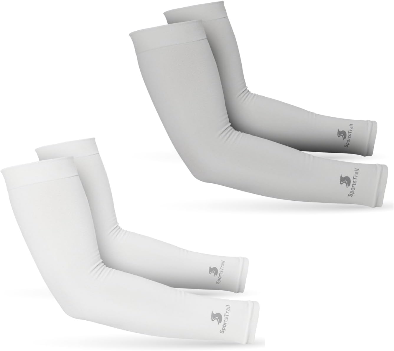 SportsTrail Cooling Arm Sleeves for Men & Women – White and Grey bundle