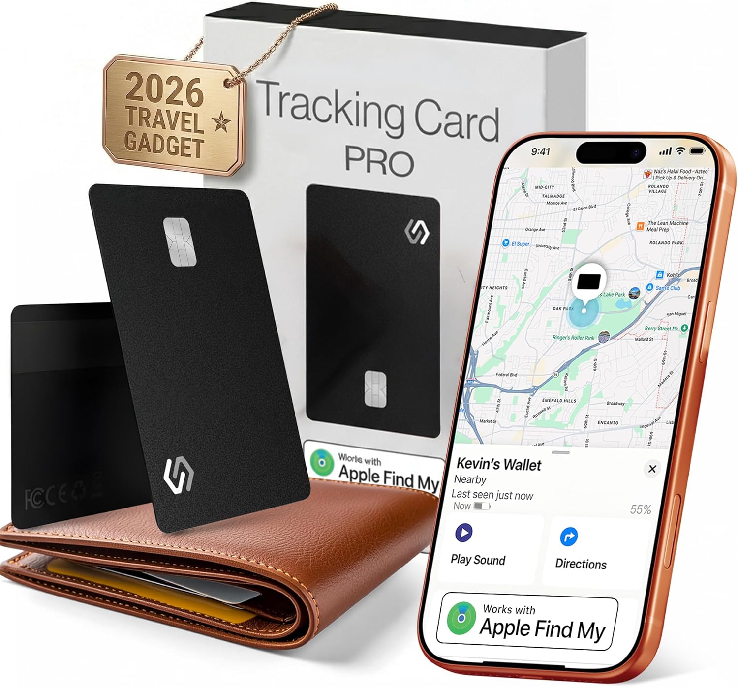 SPOTMINDERS Apple MFi Certified Wallet Tracker PRO Works with Apple Find My IP68...